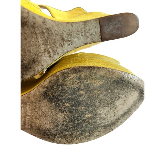 MIU MIU SUEDE WEDGE PLATFORM SANDALS SOLEIL Sz 37 1/2 Italy stamp COA U… - Picture 8 of 14